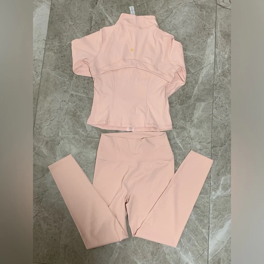 lululemon athletica Blush Pink Bomber Jacket & High-Waist Leggings Set